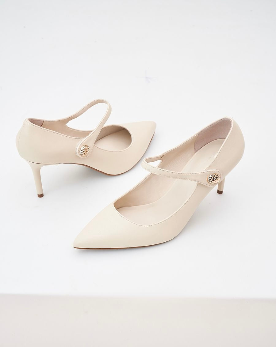 Giày Cao Gót Maryjane Phối Khóa Trang Trí