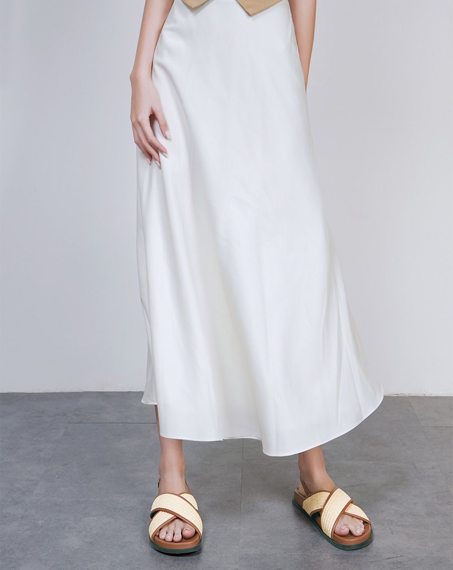 Giày Sandal Quai Chéo Phối Liệu Đan Lát