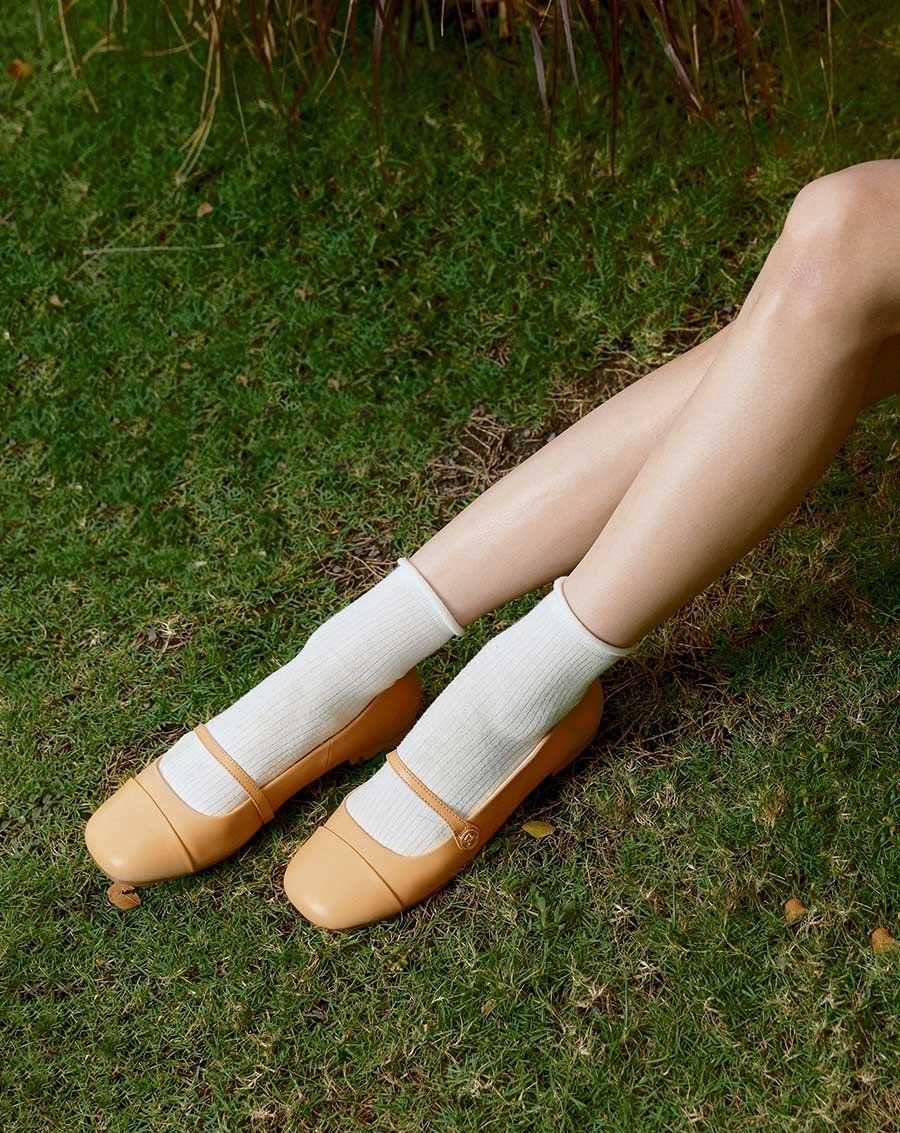 Giày Búp Bê Mary Jane Mũi Thô