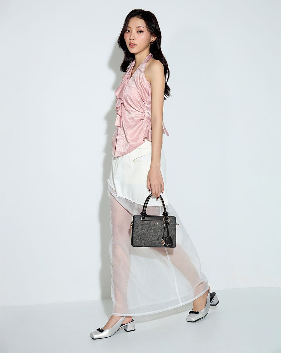 Giày Cao Gót Slingback Mũi Vuông