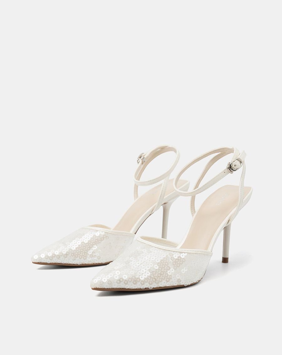 Giày Cao Gót Phối Liệu Sequin